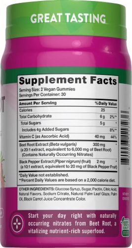 Nature's Truth Superfood Delicious Strawberry Flavor Beet Root 60 Gummies Perspective: right