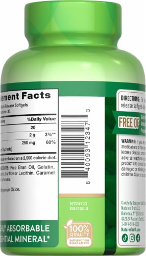 Natures Truth Magnesium Glycinate 60 Softgels Perspective: right
