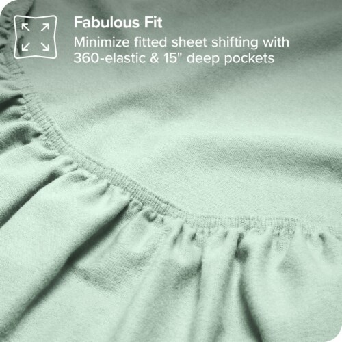 Bare Home Cotton Flannel Sheet Set - Mint, King Perspective: right