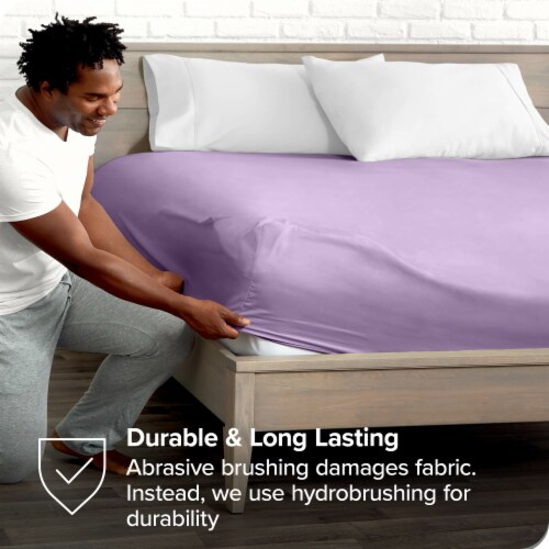 Bare Home Full Ultra-Soft Double Brushed Fitted Sheet - Lavender Perspective: right