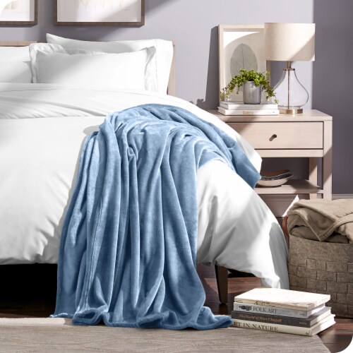 Bare Home Microplush Fleece Throw Blanket Coronet Blue 44 x 66 Mariano s