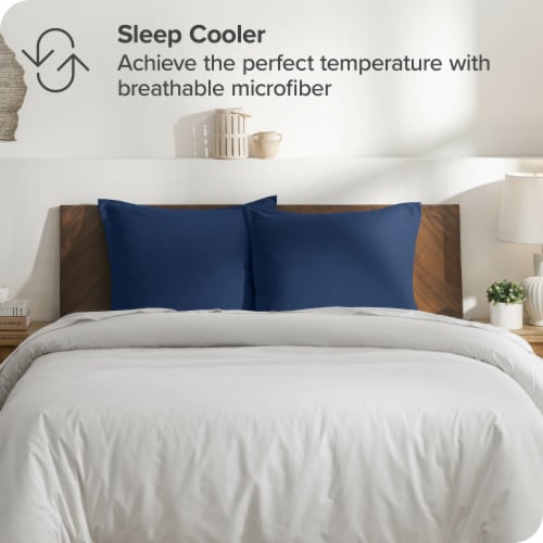 Bare Home Microfiber Pillow Sham Set Dark Blue Euro Euro Mariano s