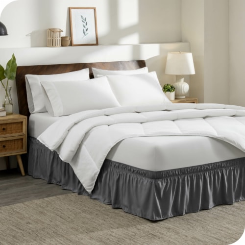 Bare Home Adjustable Wrap Around Ruffled Bed Skirt Grey Twin XL Twin XL Smith s Food and Drug