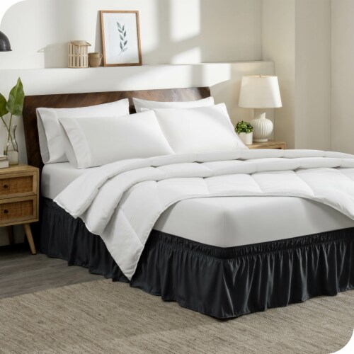 Bare Home Adjustable Wrap Around Ruffled Bed Skirt Black King King Fry s Food Stores