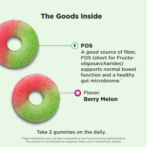 OLLY Fiber Rings Berry Melon Flavor Gummy Supplement Fructooligosaccharides 5mg Perspective: right