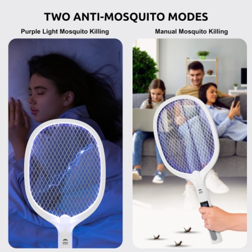 WBM SMART 7 in. White 2-in-1 Rechargeable Bug Zapper, Mosquito