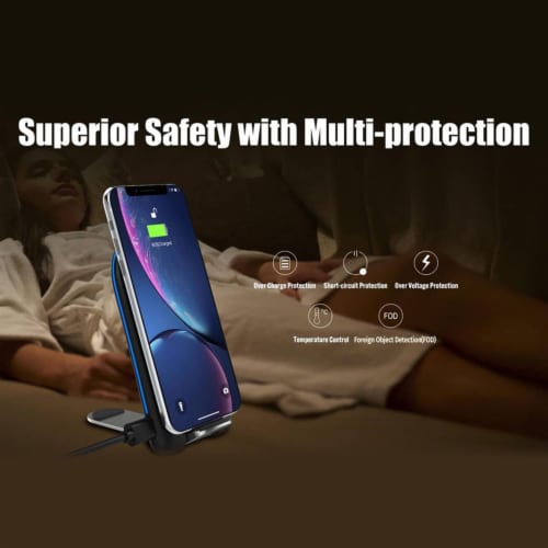 Fast Wireless Charging Stand, Compatible with Qi-Enabled Devices, Foldable Wireless Charger – Perspective: right