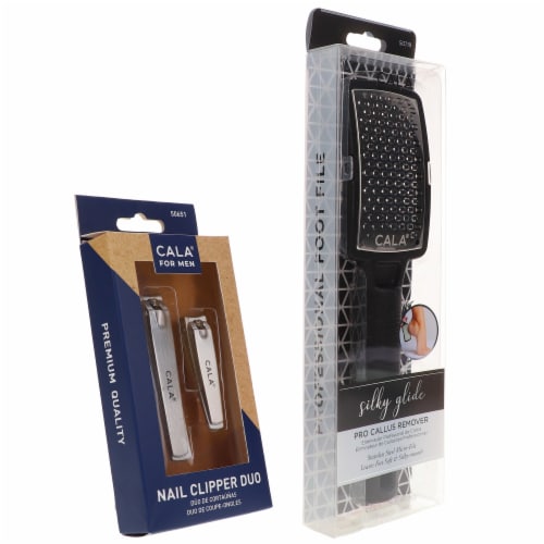 CALA Nail Clipper Duo for Men & Silky Glide Pro Callus Remover Black Combo Pack Perspective: right