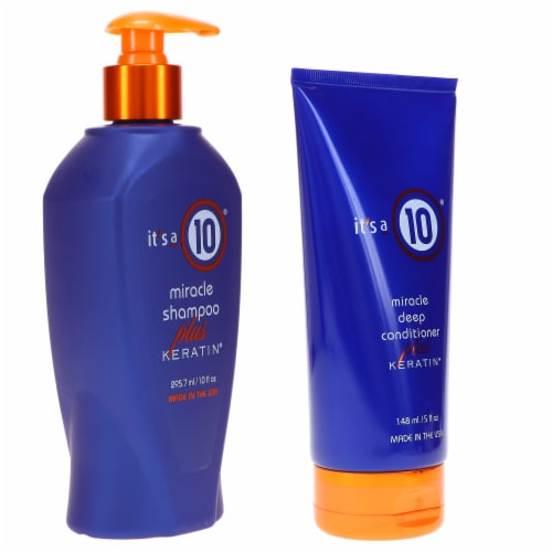 It's a 10 Miracle Shampoo Plus Keratin 10 oz & Miracle Deep Conditioner Plus Keratin 5 oz Com Perspective: right