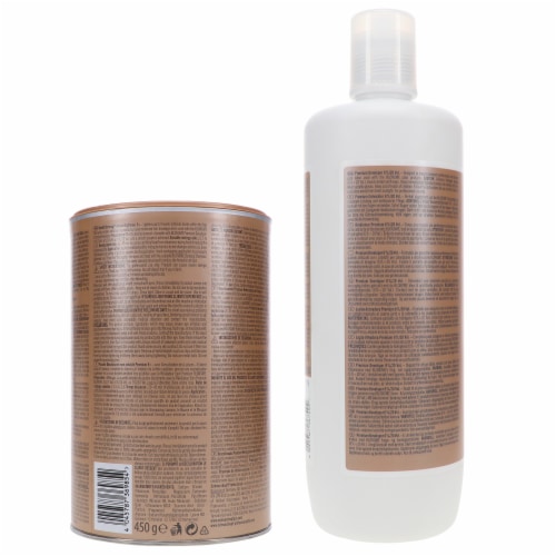 Schwarzkopf BlondMe Bond Enforcing Premium Lightener 9+ Dust Free Powder 15.8 oz & BlondMe 6% Perspective: right
