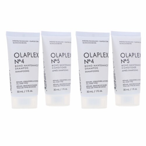 Olaplex No.4 Bond Maintenance Shampoo 1 oz 2 Count & No.5 Conditioner 1 oz 2 Count Combo Pack Perspective: right