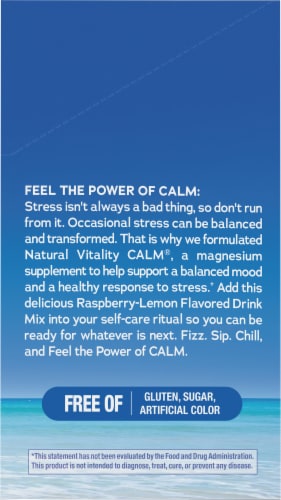 Natural Vitality CALM Magnesium Citrate Relaxing Drink Mix 30 Stick Packets Perspective: right