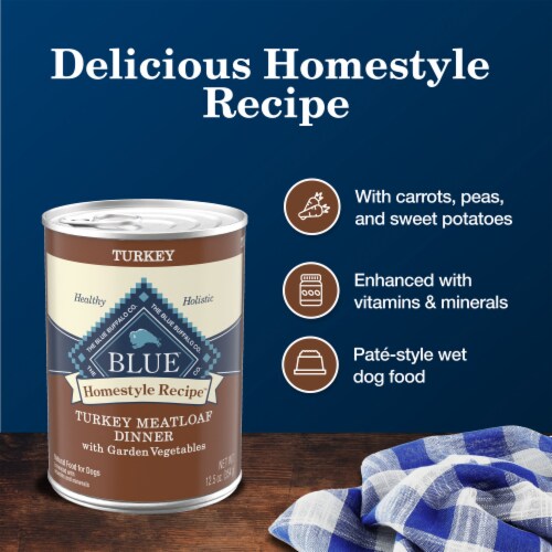 Blue Buffalo Homestyle Recipe Natural Turkey Meatloaf Adult Wet Dog Food Perspective: right