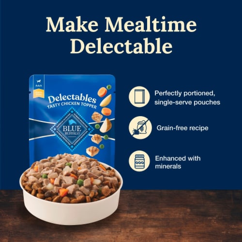 Blue Buffalo Delectables Natural Wet Dog Food Toppers, Tasty Chicken Cuts in Gravy, 3-oz Perspective: right