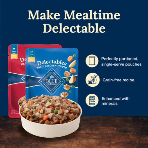 Blue Buffalo Delectables Natural Wet Dog Food Toppers Variety Pack Chicken & Beef Perspective: right