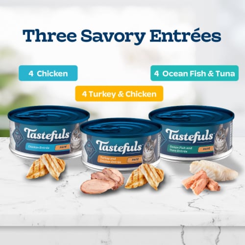 Blue Buffalo Tastefuls Wet Cat Food Pate Variety Pack 5.5 oz Cans, 12 Count Perspective: right