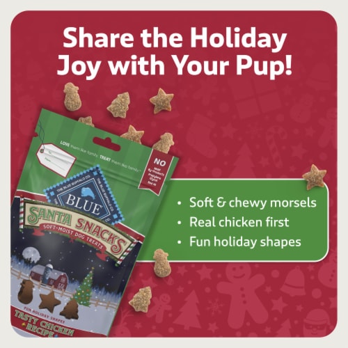 Blue Buffalo Soft Dog Treats Bits Santa Snacks Chicken Perspective: right