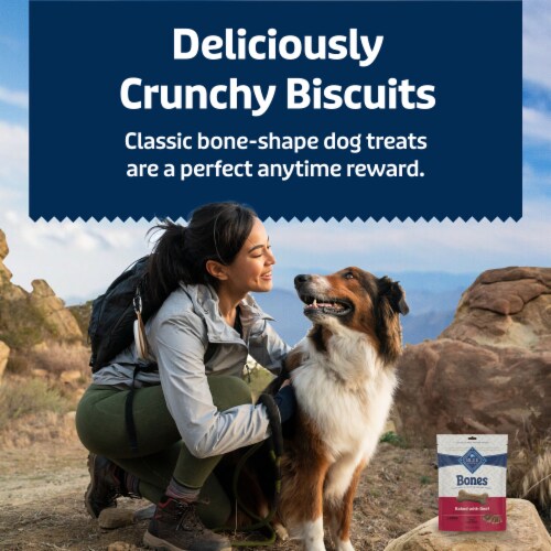 Blue Buffalo Bones Natural Beef Crunchy Dog Treats Large Dog Biscuits Perspective: right
