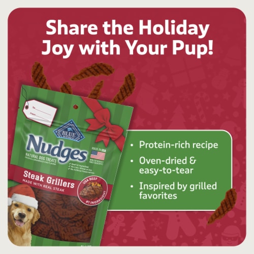 Blue Buffalo Nudges Steak Grillers, Natural Holiday Dog Treats, Real Beef, 5-oz Bag Perspective: right