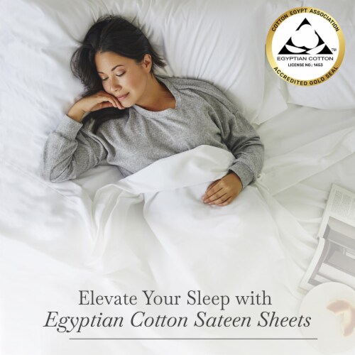 California Design Den Certified Luxury Egyptian Cotton Sheet Set, Cool Sateen Weave - Full Perspective: right
