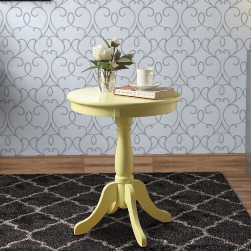 ACME Alger Wood Round End Table in Light Yellow Perspective: right