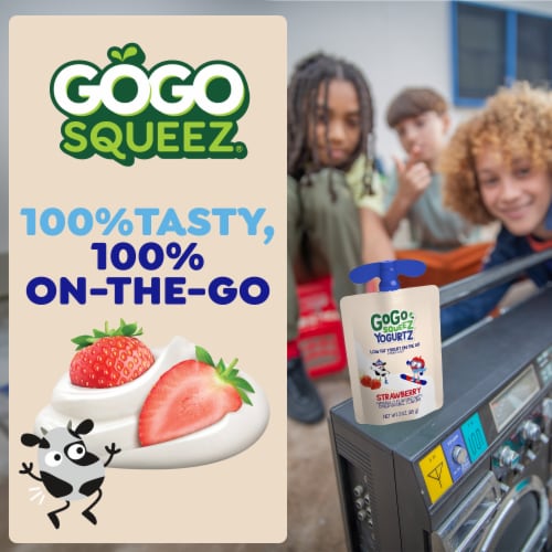 GoGo squeeZ® yogurtZ Strawberry Low Fat Yogurt Pouches Variety Pack Perspective: right
