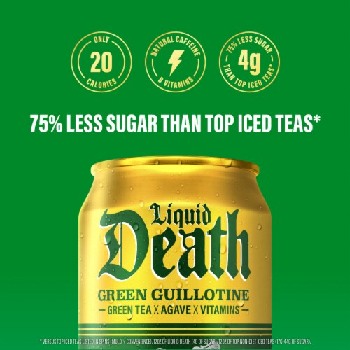 Liquid Death, Green Guillotine Iced Tea, Green Tea Perspective: right