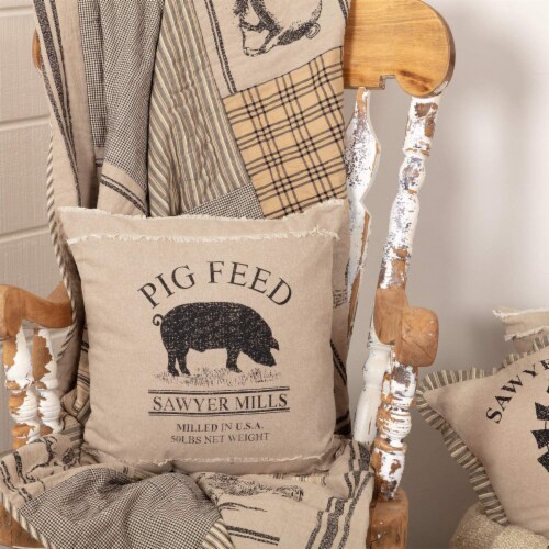 VHC Brands Cider Mill Primitive Pig Pillow 14x18