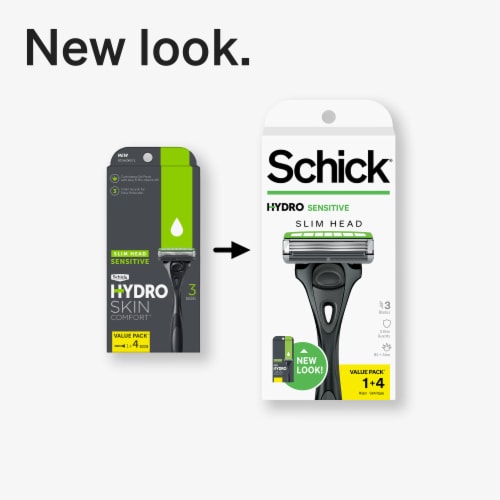 Schick Hydro 3 Skin Comfort Slim Head Sensitive Razor and Cartridges Perspective: right