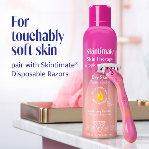 Skintimate Skin Therapy Dry Skin Shave Gel for Women with Six Moisturizers Protects Skin Twin Pack Perspective: right