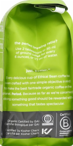 Ethical Bean Fairtrade Organic Coffee, Classic Medium Roast, Ground Coffee Perspective: right