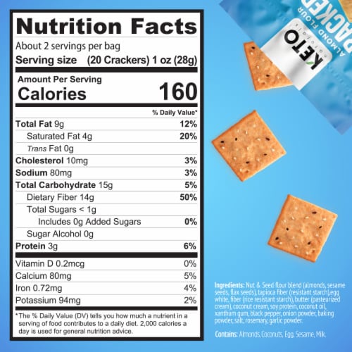 Keto Crackers low carb crackers (Sea Salt) Keto friendly zero carb no
