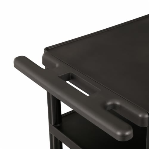 Adjustable-Height Mobile Black Plastic Utility AV Cart with Power Strip Perspective: right