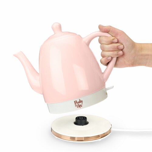 Noelle™ Pink Ceramic Electric Tea Kettle by Pinky Up® Perspective: right