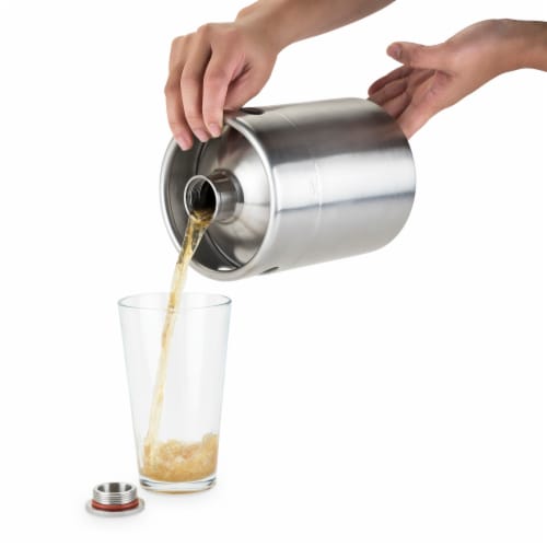 True 5773 64 oz Tanked Growler Keg, Silver Perspective: right