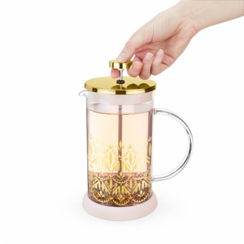 Pinky Up Riley Casablanca Glass Tea Press Pot- Gold Perspective: right