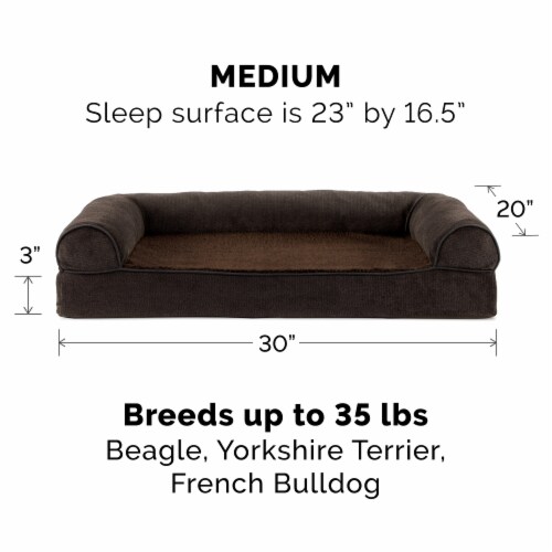 FurHaven Faux Fleece & Chenille Soft Woven Orthopedic Sofa Dog Bed