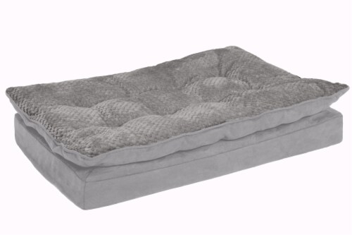FurHaven Minky Faux Fur & Suede Pillow-Top Orthopedic Dog Bed - Titanium Gray / Medium Perspective: right