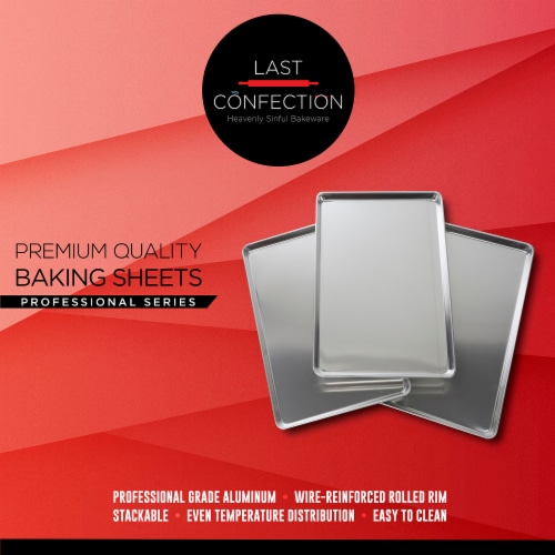 (Set of 12) Aluminum 13 x 18 Cookie Baking Sheets - Last Confection Perspective: right
