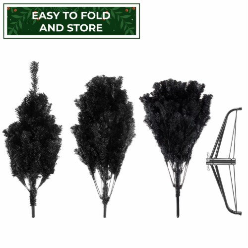 7.5FT Black Spruce Artificial Holiday Christmas Tree with Metal Stand Perspective: right