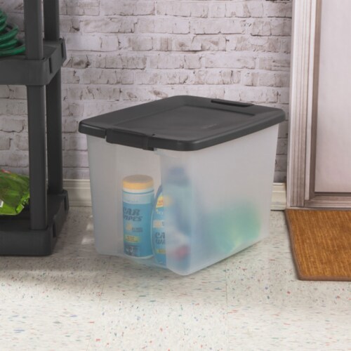 Sterilite ShelfTotes 50 Quart Clear Latched Plastic Storage