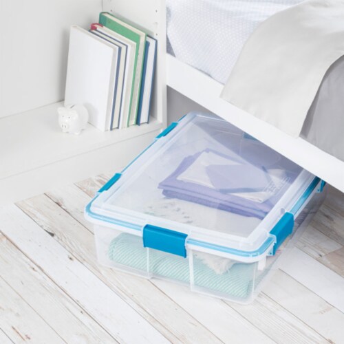 Sterilite 40 Qt Clear Plastic Storage Bin Totes w/ Latching Lid, Gray (18  Pack), 18pk - Food 4 Less