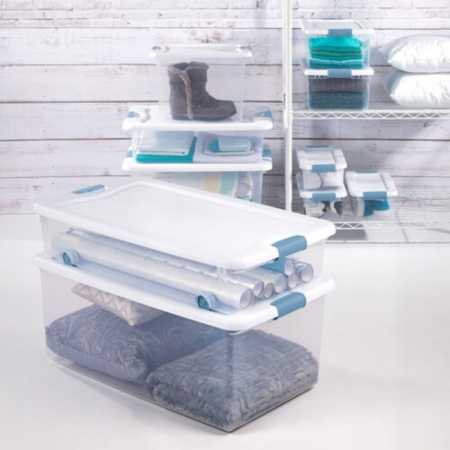 Sterilite Clear Plastic 6 Quart Storage Box Container with Latching Lid, 24 Pack Perspective: right