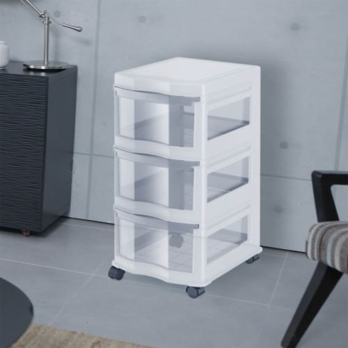 Life Story Classic 3 Shelf Storage Organizer Plastic Drawers, White (4 Pack) Perspective: right