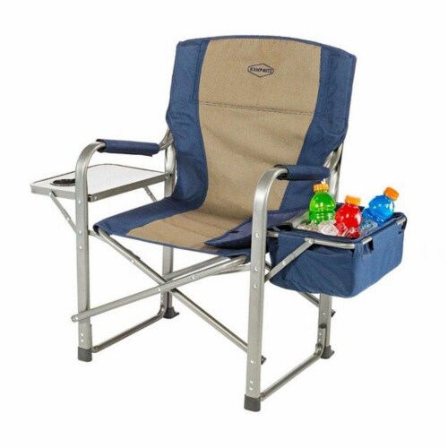 Kamp-Rite Outdoor Camp Folding Directors Chair with Side Table & Cooler (3 Pack) Perspective: right