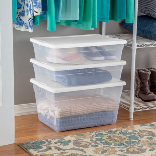 Sterilite 56 Quart Clear Plastic Storage Container Box and Latching Lid, 16 Pack Perspective: right