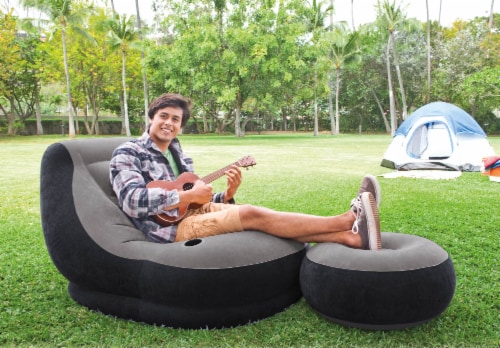 Intex Inflatable Ultra Lounge Chair With Cup Holder And Ottoman