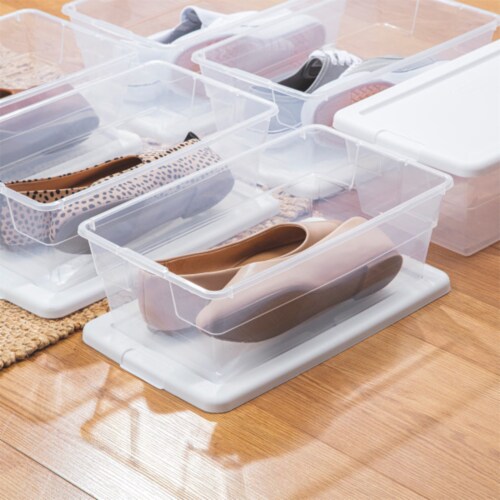 Sterilite 6 Qt Clear Plastic Stacking Storage Container Tote with Lid, 84 Pack Perspective: right