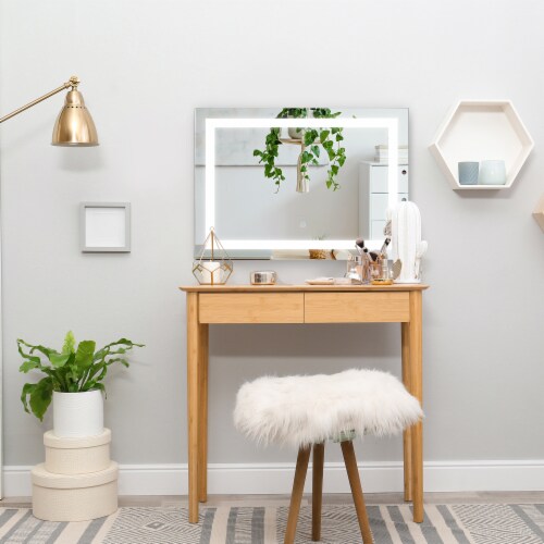 Illuminated LED Bathroom Vanity Display with Lights, Modern Makeup Wall 
