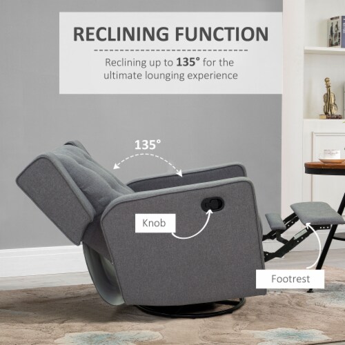 Manual Sofa Recliner Padded Seat Rocking Chair Lounger 360° Swivel w/Footrest Perspective: right